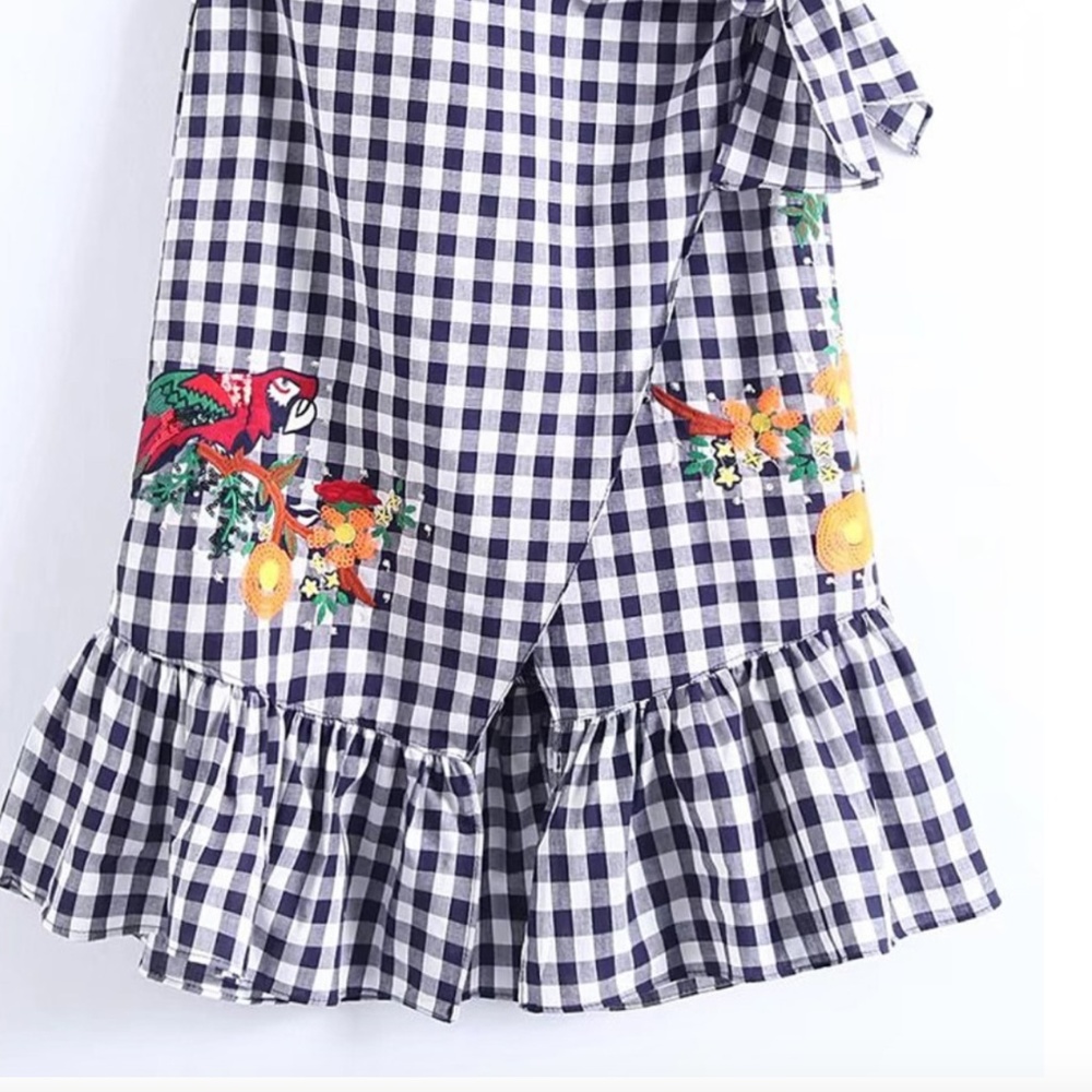 SHEIN ruffle hem grid bow tie skirt - Picture 3 of 6